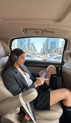 Social media manager planning content on a tablet
